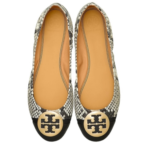 Tory Burch Shoes - Tory Burch Snake Printed Minnie Cap-toe Flats